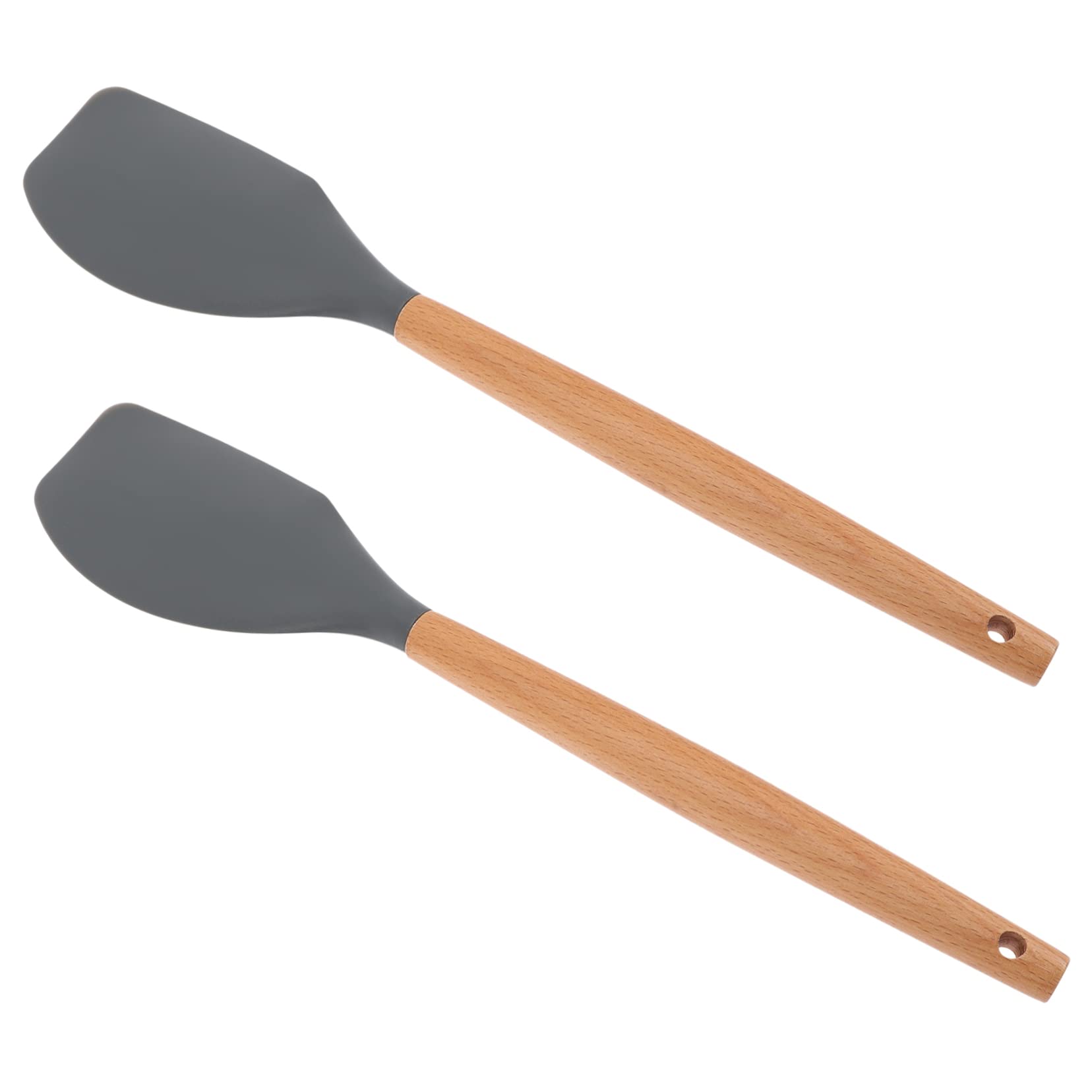 Honmeet 2Pcs Silicone Spatula With Wooden Handle Silicone Cooking Spatula Silicone Cookware Turner Spatula Pancakes Scrapers Bak