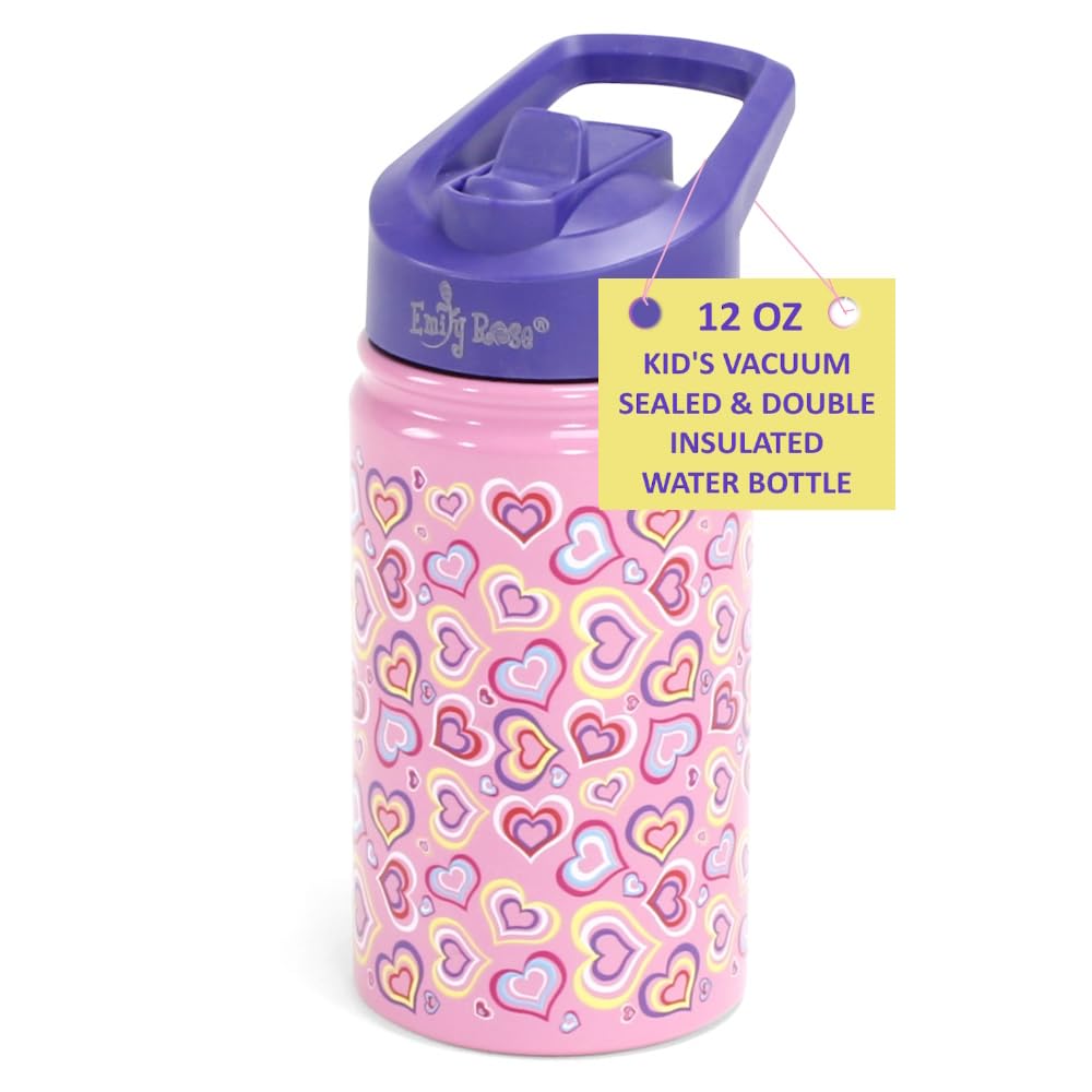 Emily Rose Kids Water Bottle | 12 Ounce Insulated Girls Kid Water Bottle | Bpa Free Stainless Steel Bottle For Travel And School