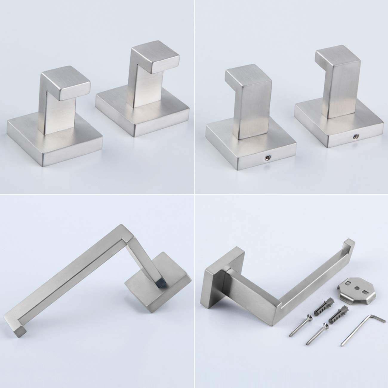 Kimzcn Bathroom 3-Pieces Accessories Kit Bathroom Hardware Set Brushed Stainless Steel Wall Mounted - Includes Hand Towel Ring,