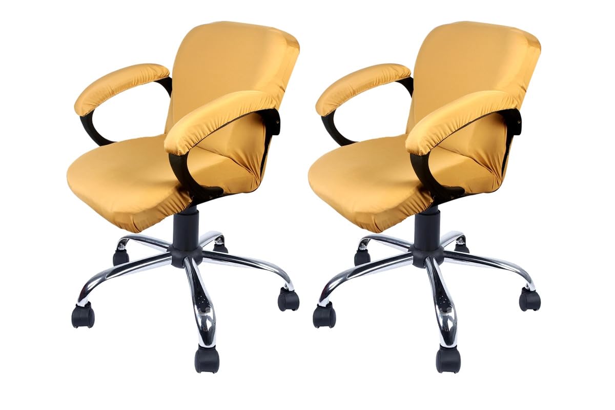 The Furnishing Tree Spandex Office Chair Cover With Handle Cover Beige Set Of 2