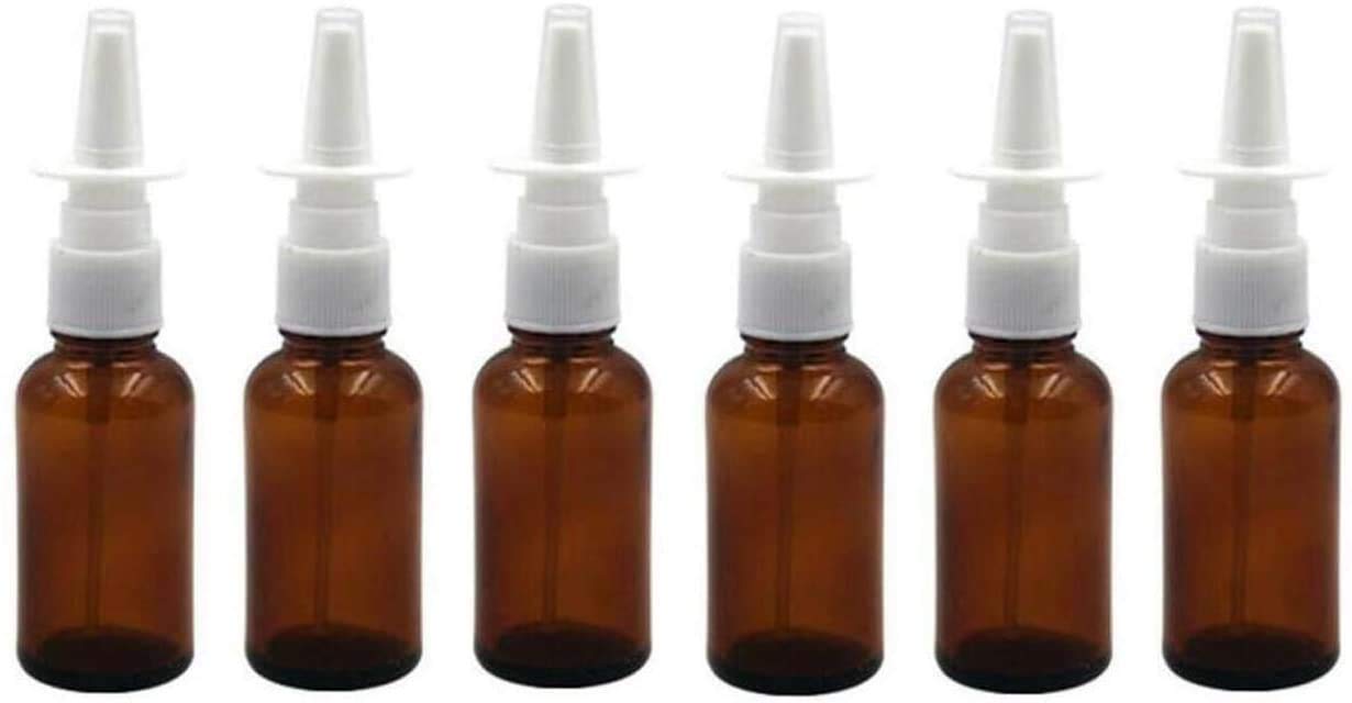 Quupy 6Pcs 30Ml/1Oz Empty Refillable Glass Nasal Spray Bottle Nose Sprayer Fine Mist Sprayers Containers Vials For Makeup Cosmet