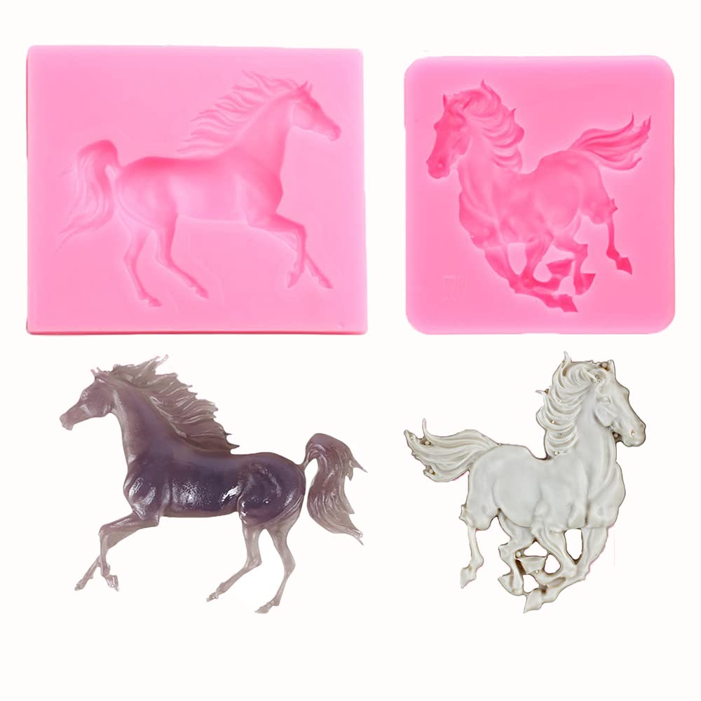 2Pcs Running Horse Silicone Molds For Diy Fondant Candy Making Tools Chocolate Mold Desserts Ice Cube Gum Clay Biscuit Plaster R