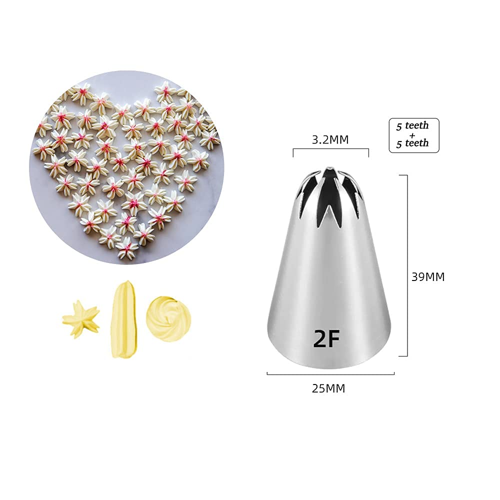 Large Icing Piping Tips,1M 2D 2F Cake Cupcake Decorating Tip Set Kit,Star Drop Flower Rose Petal Frosting Tip Pastry Nozzles Tip