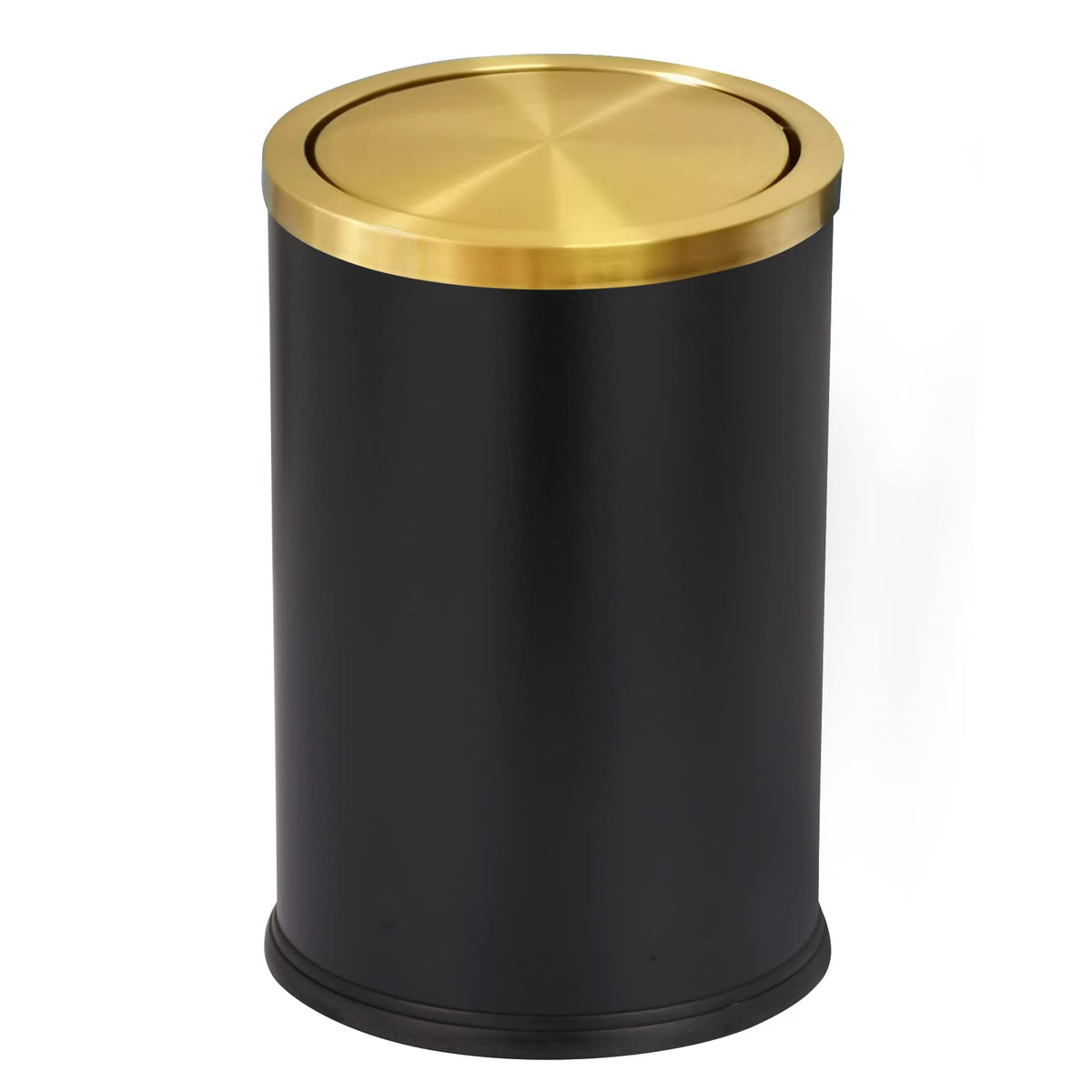 Huaqinglian Stainless Steel Gold Trash Can With Flipping Lid 2.6Gallon Fingerprint-Proof Garbage Cans Wastebasket Bin For Kitche