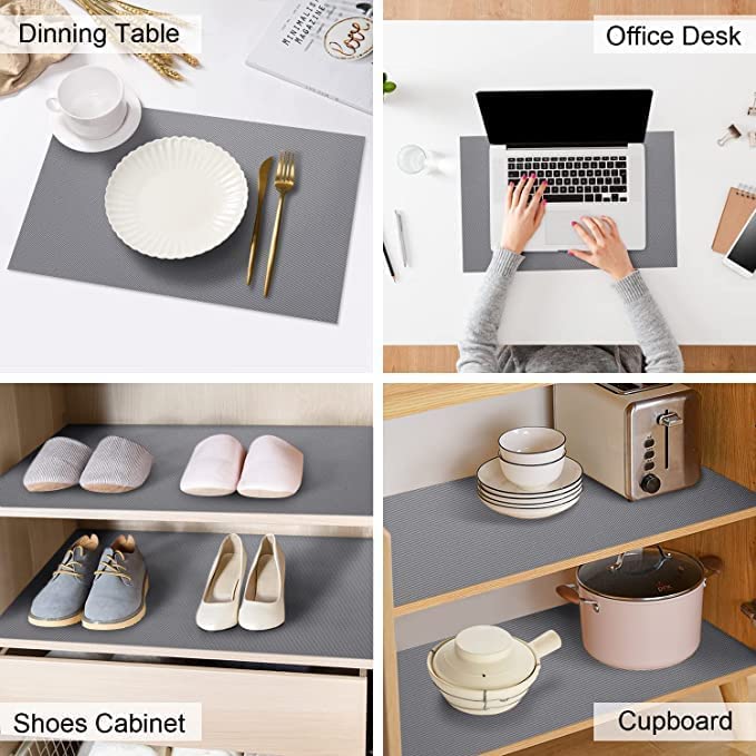 KayJen 50cm x 10m Silver Anti-Slip Mat | Food-Grade EVA Shelf Liner for Fridge, Kitchen, Drawers & Cabinets | Water-Resistant, D