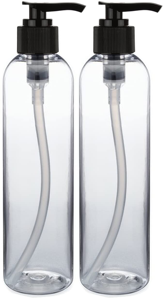 Brightfrom Lotion Pump Bottles, Empty 8 Oz, Bpa-Free Refillable Plastic Containers, Clear With Black Dispenser For - Soap, Shamp