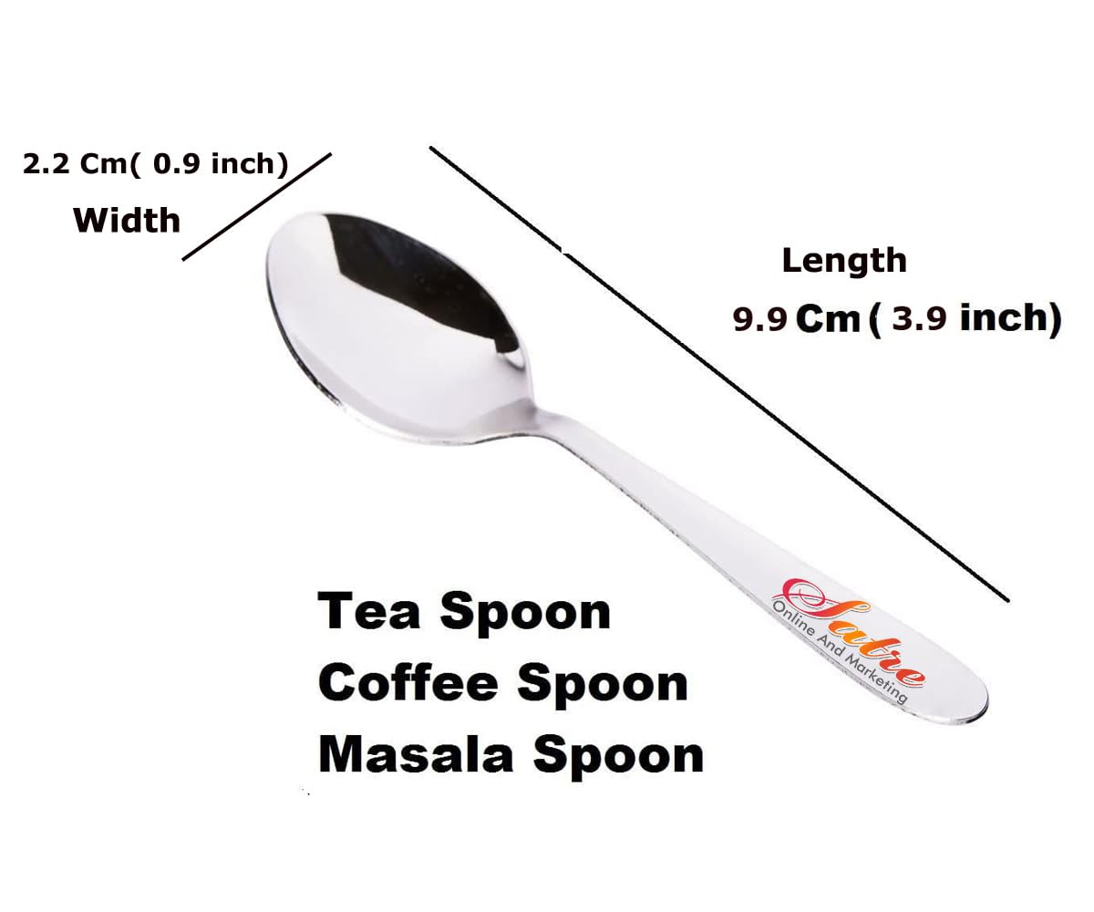 Stainless Steel Masala Spoons For Small Containers Mini Spoon For Masala Dabba Spices Spoons For Home/Kitchen - 12 Pieces-Silver