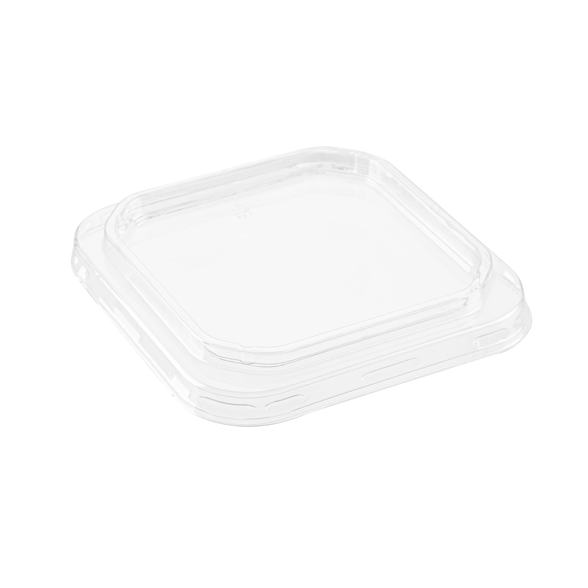 Restaurantware Plastic Lid 100 Pack Fits 8-32 oz Deli Containers Leak-Resistant Cover Square Food Storage Lid Stackable Design C