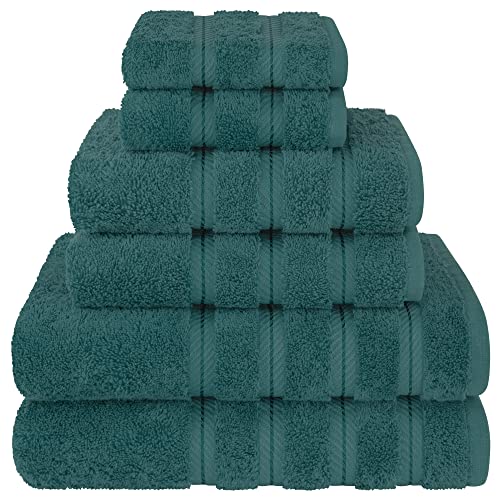 American Soft Linen 6 Piece Towel Set, 2 Bath Towels 2 Hand Towels 2 Washcloths, 100% Turkish Cotton Towels For Bathroom, Coloni