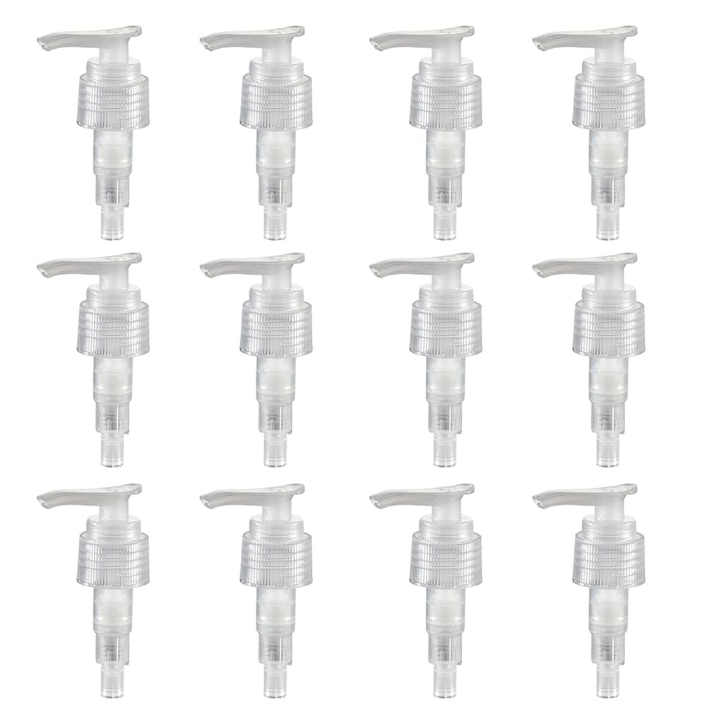 12 Pcs Clear Plastic Soap Dispenser Pump Replacement Lotion Pump Heads for 24/410 Threaded Neck Bottles Compatible with Soap Lot