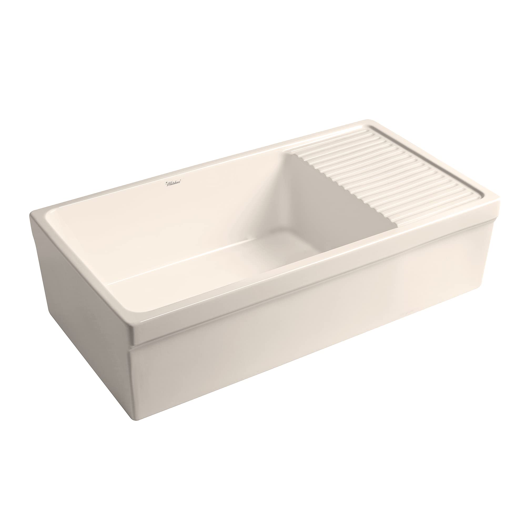 Whitehaus Collection Whqd540-Biscuit Quatro Alcove Kitchen Fireclay Front Apron Sink Glossy Biscuit
