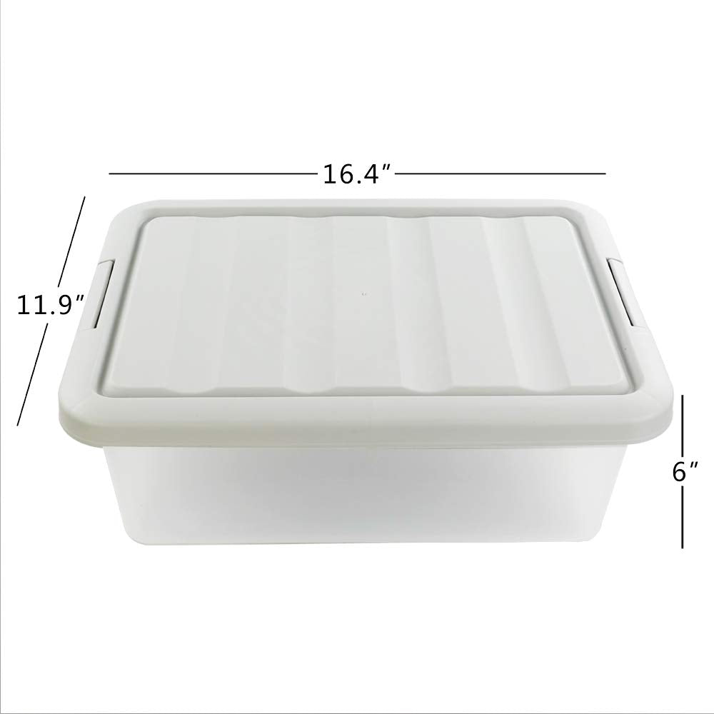 Wekioger Versatile Storage Organizer Plastic Bins With Lids, White 2 Packs, 14 Quart.