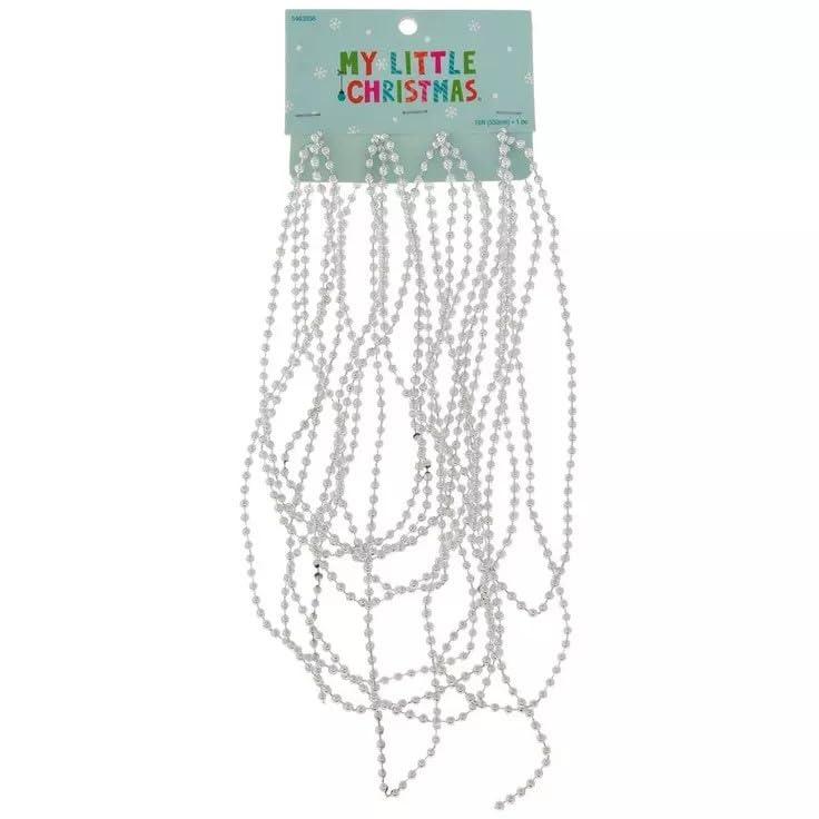 Christmas Silver Bead Garland - 1 Piece - 18 Feet