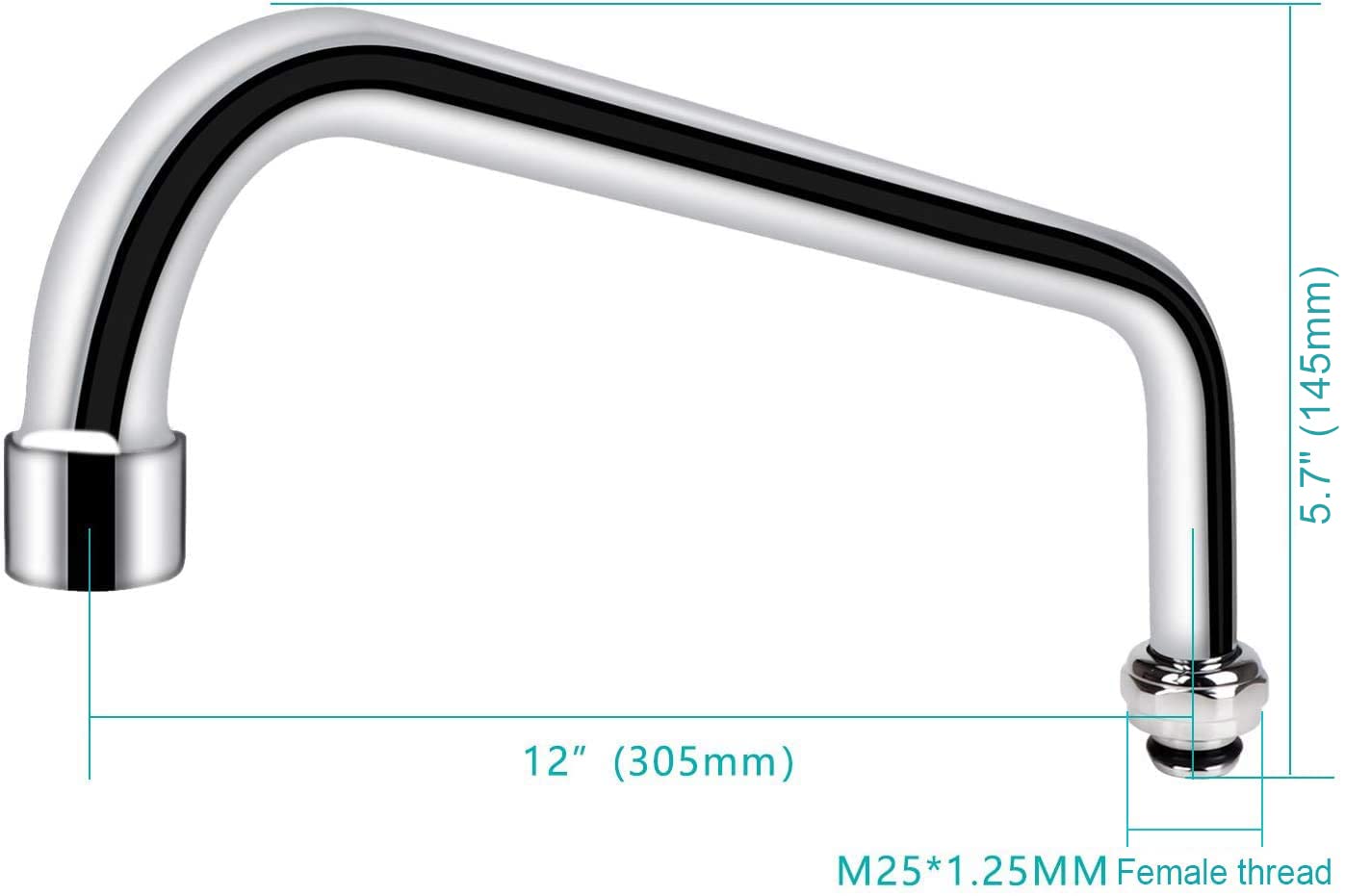 Coolwest 12 Inch Swing Swivel Spout Replacement Kit For Commercial Kitchen Sink Faucet, 2.2 Gpm Gooseneck Spout Nozzle Replaceme