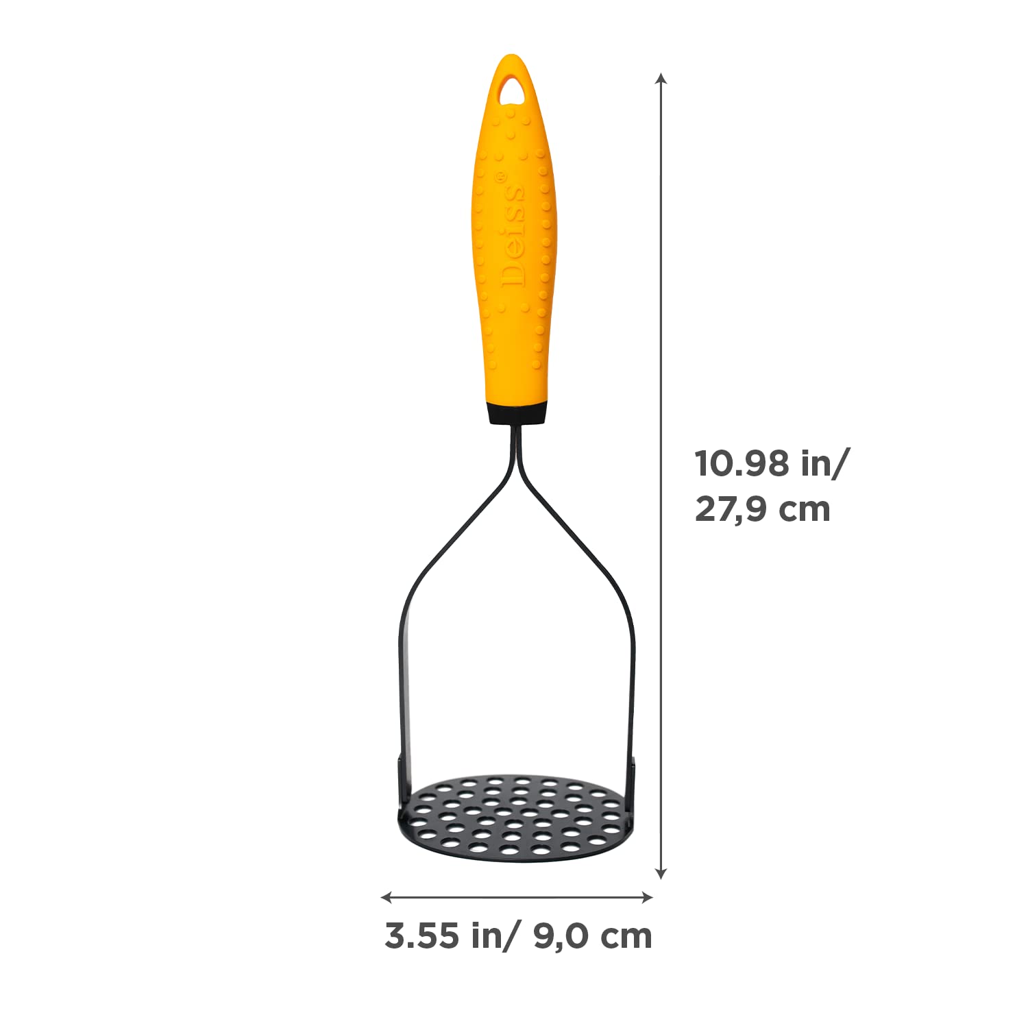 Deiss Pro Heavy Duty Stainless Steel Potato Masher With Non-Slip Rubber Handle High-Quality Hand Held Potato Masher For Struggle