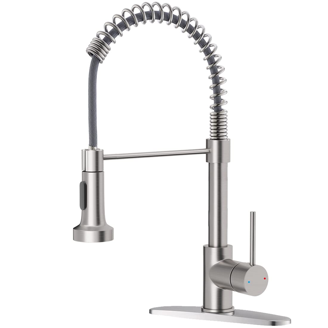 Owofan Kitchen Faucet With Pull Down Sprayer Brushed Nickel Stainless Steel Single Handle Pull Out Spring Sink Faucets 1 Hole Or
