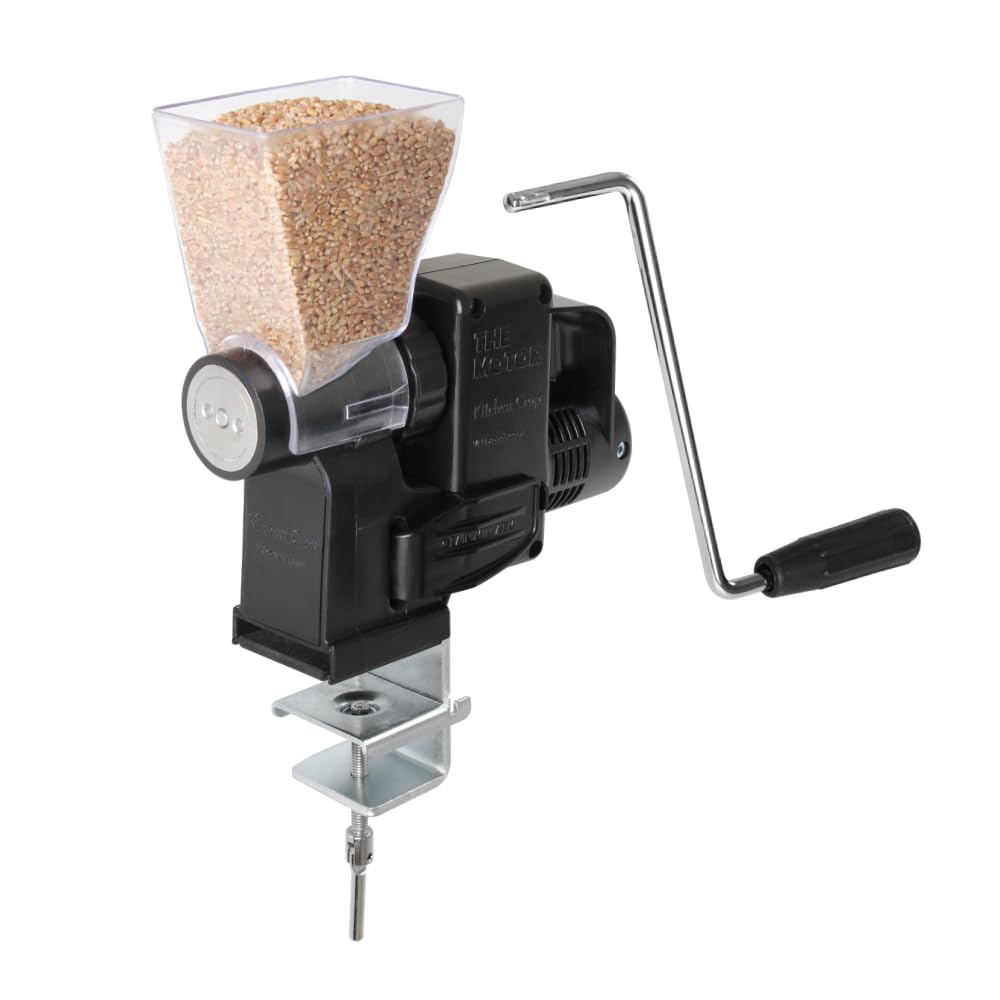 Grain Mill Wheat Flour Grinder, Stainless Steel Metal Burrs (The Grain Mill + The Motor)