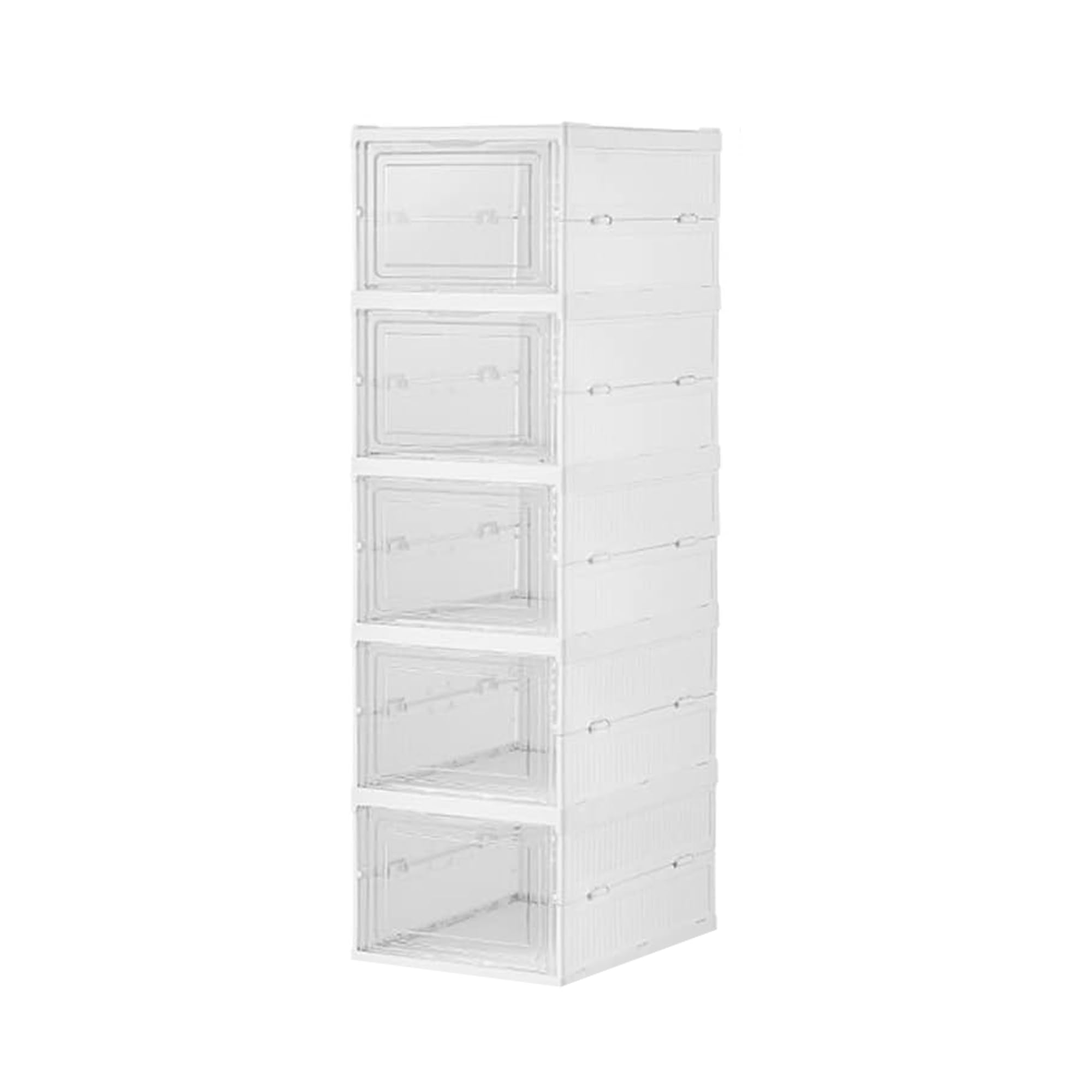 Sulfar 5 Tier Shoe Rack Collapsible Shoe Organiser With Door  Foldable Sneaker Crates Footwear Organiser For Men, Women, Heels,