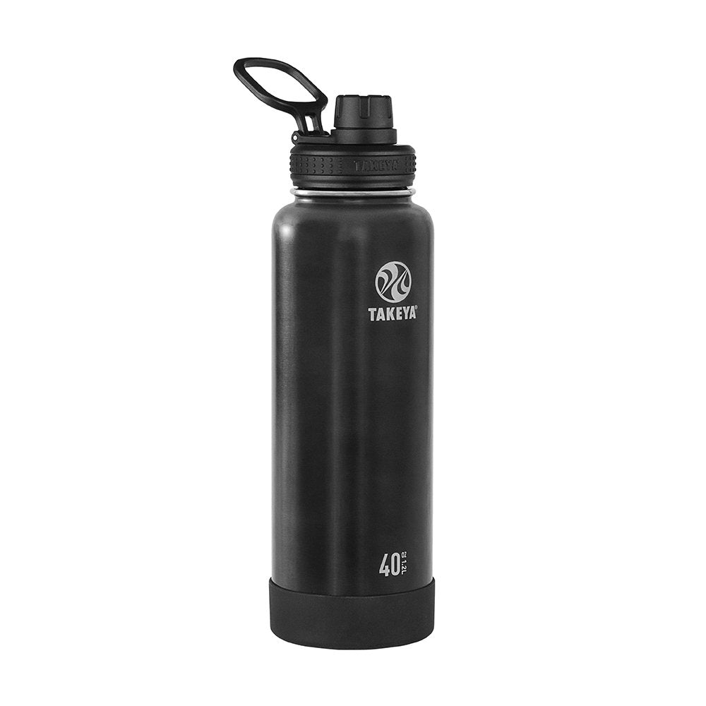 Takeya Actives 40 Oz Vacuum Insulated Stainless Steel Water Bottle With Spout Lid, Premium Quality, Slate