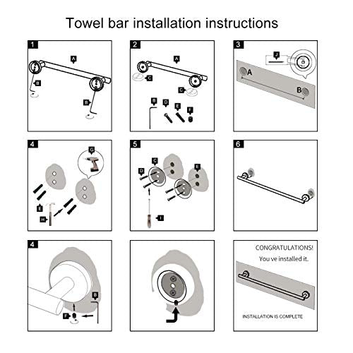 GERZWY 18-Inch Bathroom Single Towel Bar Stainless Steel Bath Towel Rack Contemporary Style Wall Mount  Polished Finish AG1101C45-JG