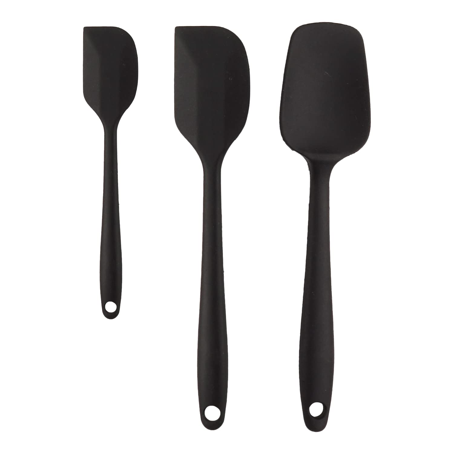 Frenchware Non-Stick Silicone Spatulas (Set Of 3, Black) For Cooking & Baking, Heat-Resistant Up To 230C, Food-Grade & Bpa-Free,