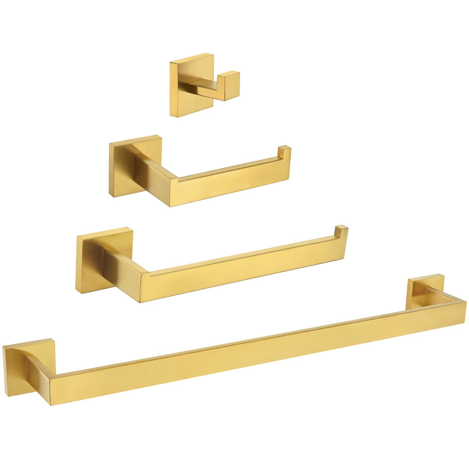 Bathroom Hardware Set 4-Piece, Angle Simple Sus304 Stainless Steel Bath Accessory Kit, Bathroom Fixture Set With Robe Hook, Toil