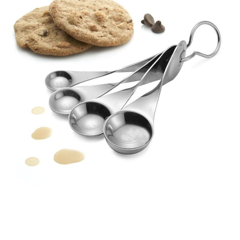 Nambe Twist 4Pc Measuring Spoons Set | Includes 1/4 Tsp, 1/2 Tsp, 1 Tsp, 1 Tbsp | Food Grade Stainless Steel Measuring Cups | Ta