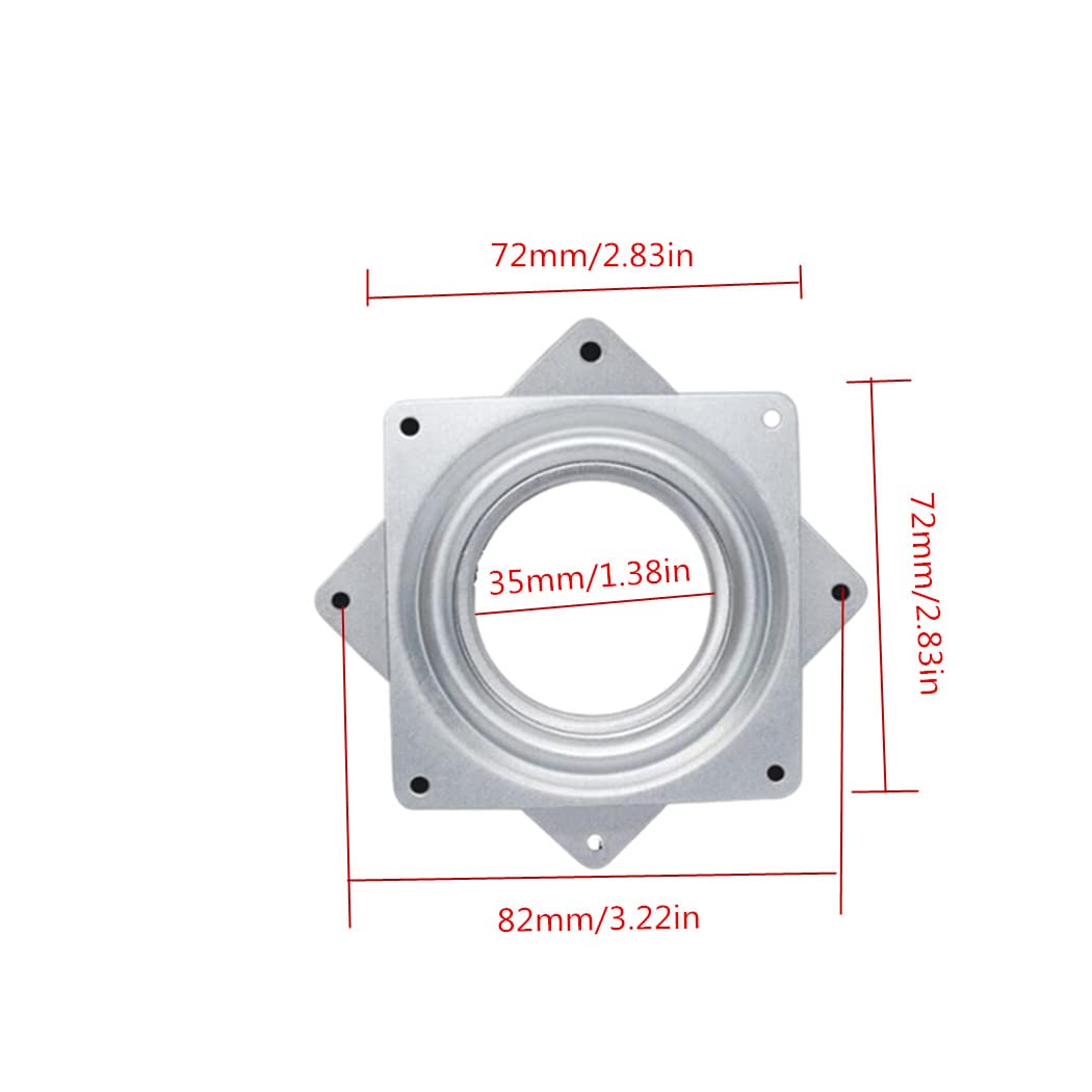 4 Pack 3 Inch Lazy Susan Hardware, Square Metal Turntable Bearings, 120Lbs Capacity Steel Rotating Bearing Swivel Plate For Serv