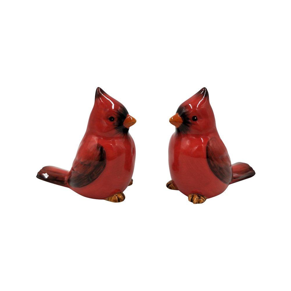 Comfy Hour Farmhouse Collection 2.4'' Two Red Feather Cardinals Salt And Pepper Bottle Dolomite Figurine, Set Of 2
