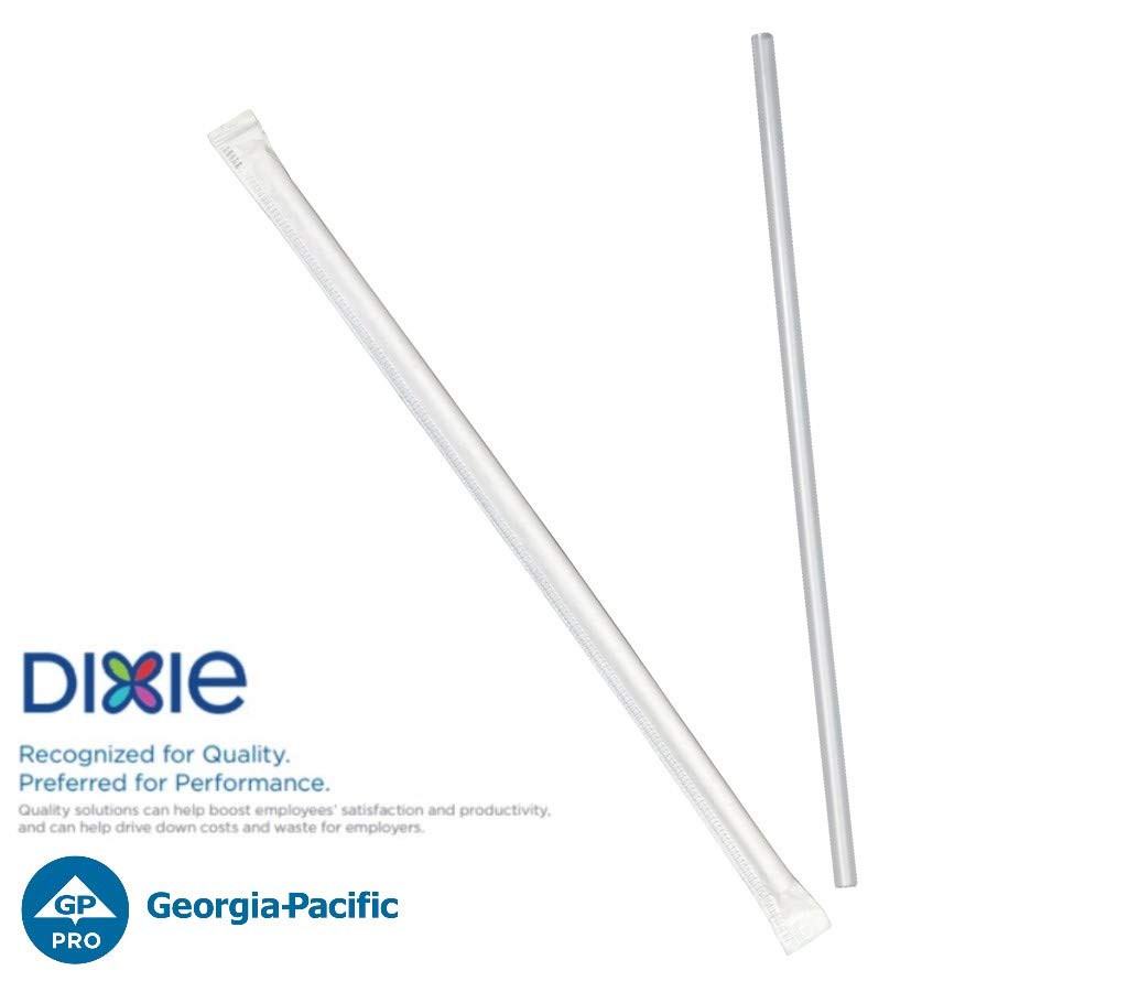 Georgia-Pacific Dixie 7.75'' Wrapped Jumbo Plastic Straw By Gp Pro (Georgia-Pacific), Clear, Jw74, 2,000 Count (500 Straws Per B