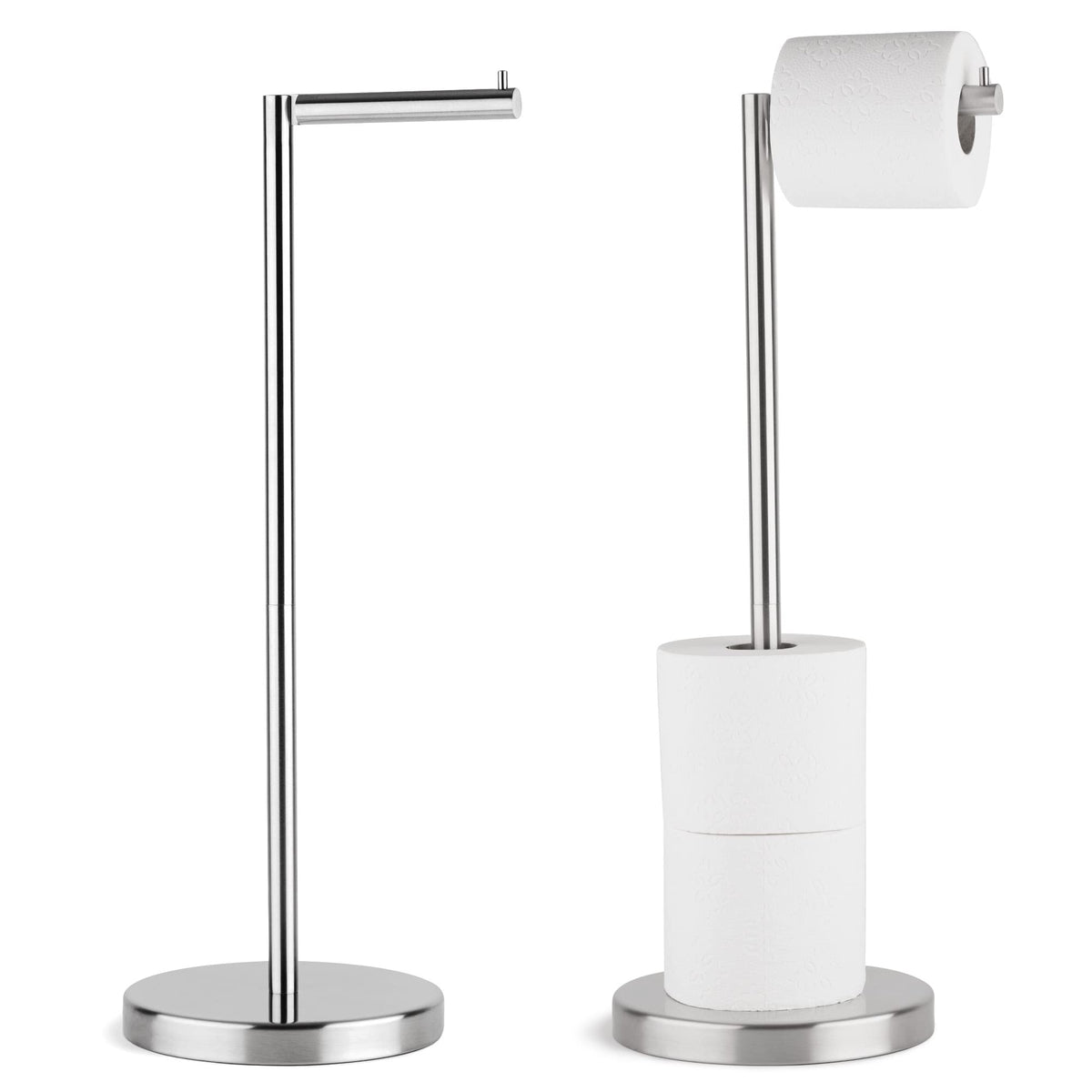 Marmolux Acc - Free Standing Toilet Paper Holder Stand In Brushed Steel Finish | Storage For 4 Rolls Of Toilet Tissue | Sus 304