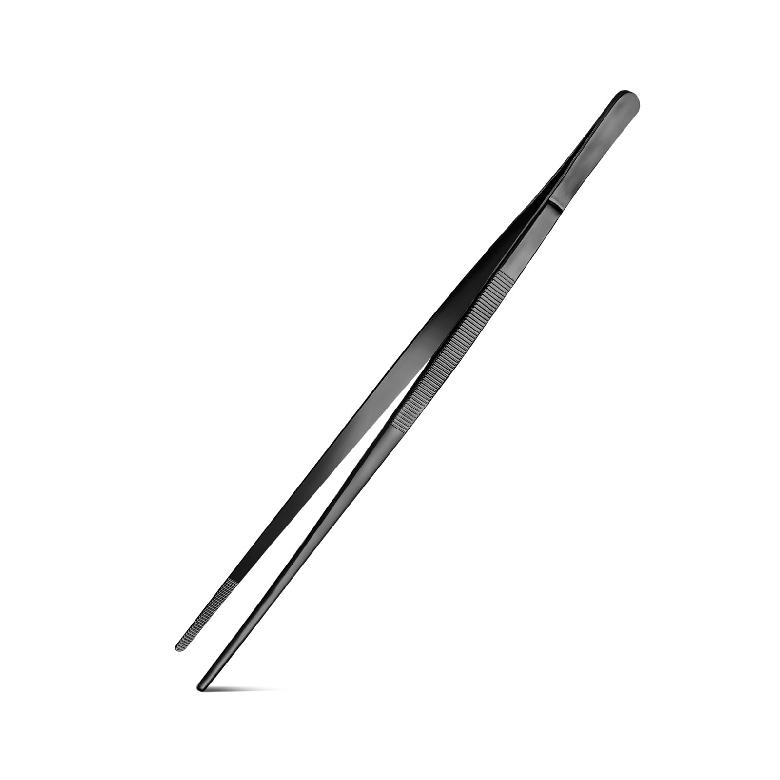 Kitchen Tweezers Fine Tweezer Tongs For Cooking, Black Stainless Steel Food Tweezers, Multi-Function Precision Serrated Tips Coo