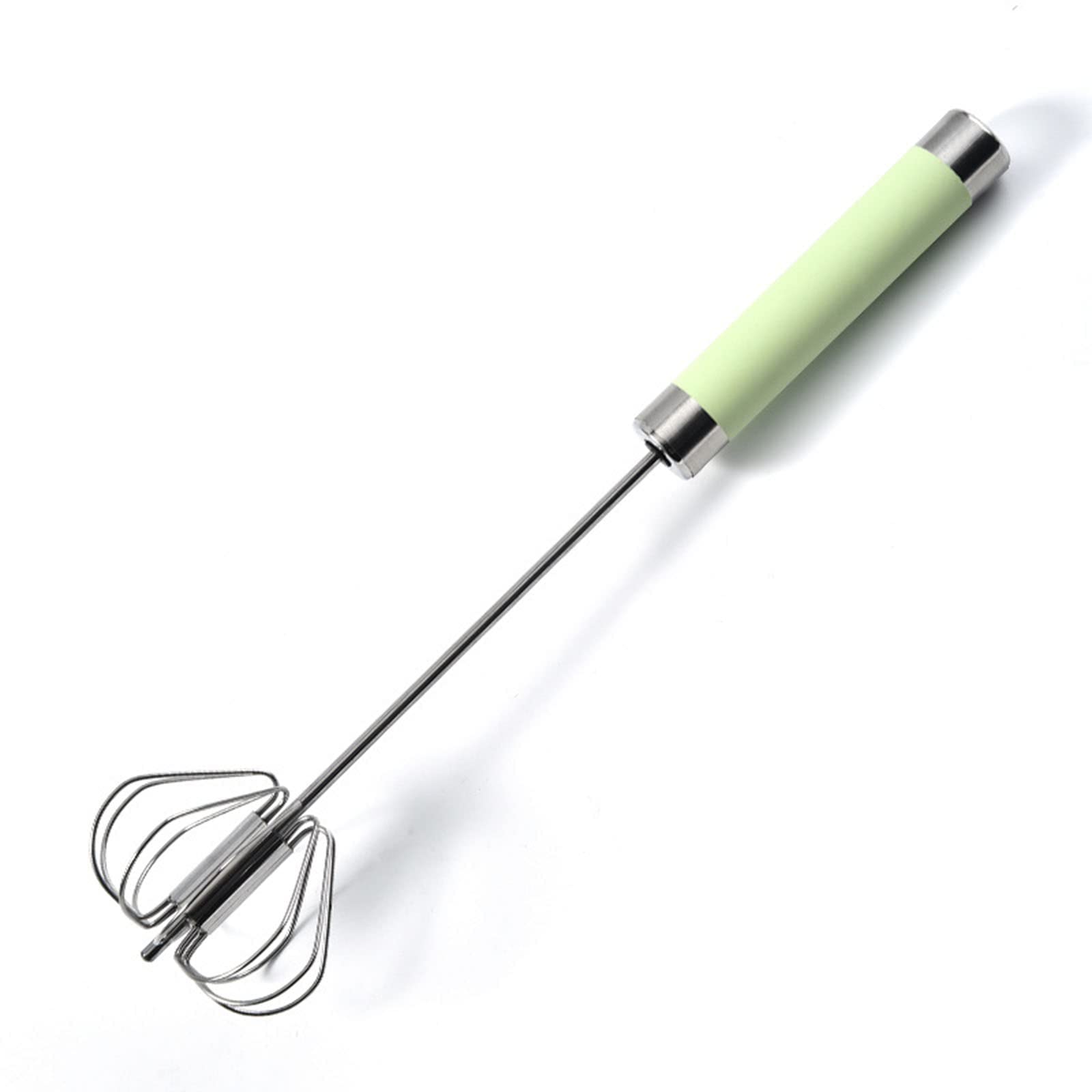 Stainless Steel Semi-Automatic Egg Whisk - 3Pcs Hand Push Rotary Whisk Blender (10In Green)