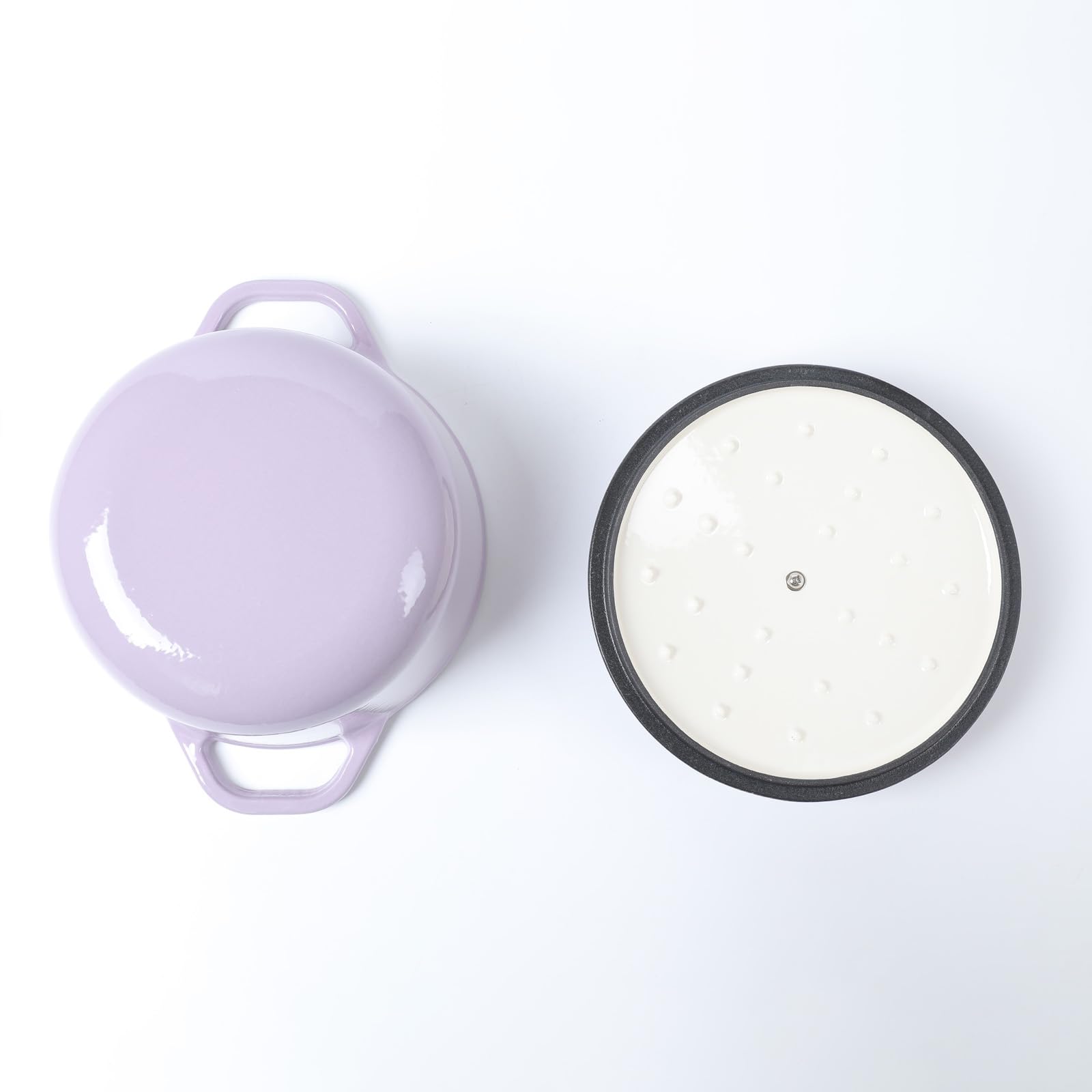 Hawok Enameled Cast Iron Dutch Oven With Lid, 3 Quart Deep Round Dutch Oven With Dual Handles, Purple