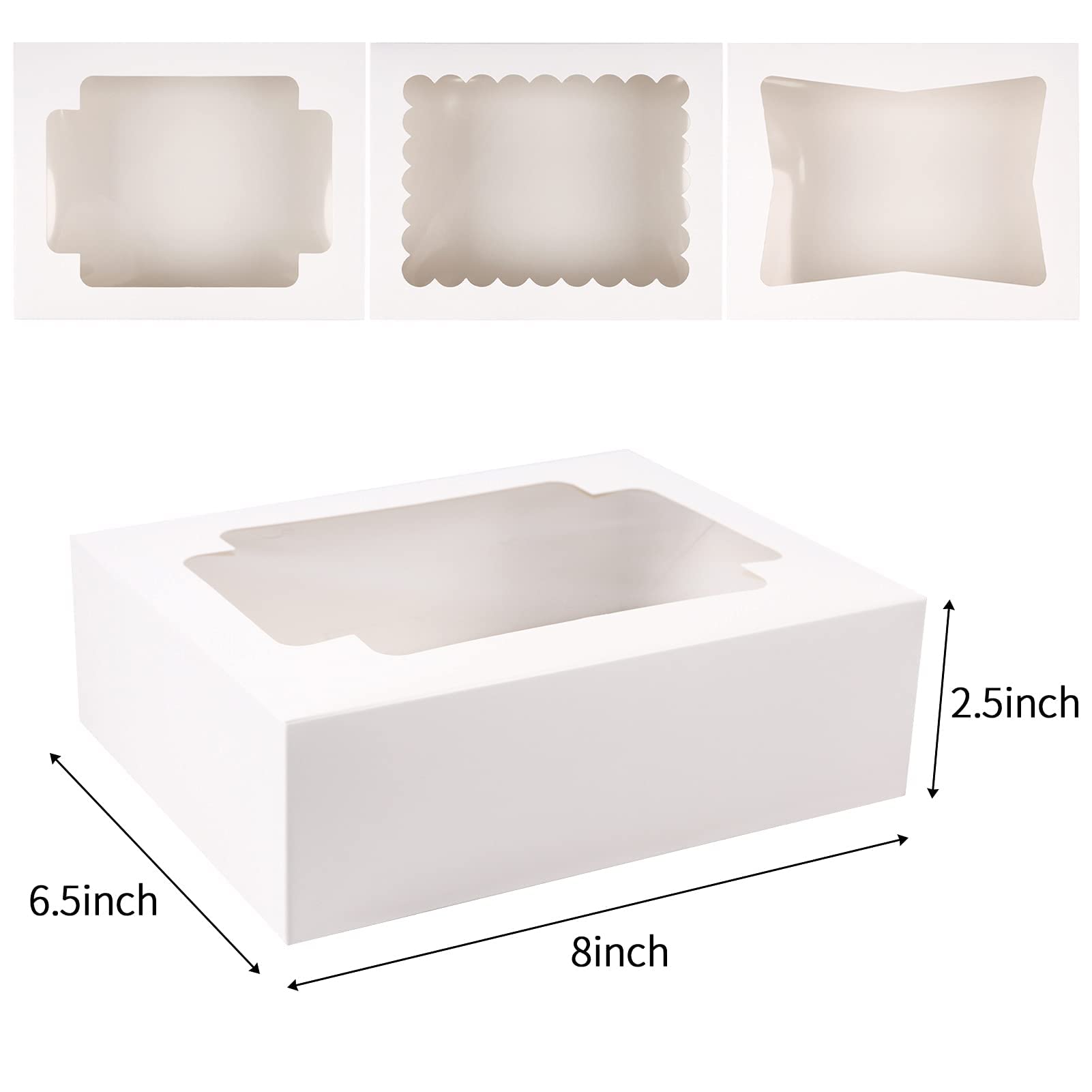 Nplux Cookie Boxes Bakery Boxes With Window 8X6.5X2.5 Inches Auto-Popup Treat Pastry Boxes For Gift Giving(24Pack,White)