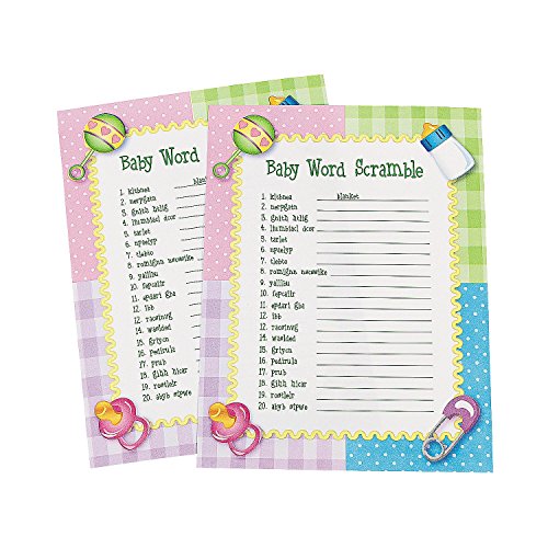Baby Shower Word Scramble Game For Baby, 24 Playing Sheets - Baby Shower And Gender Reveal Party Games