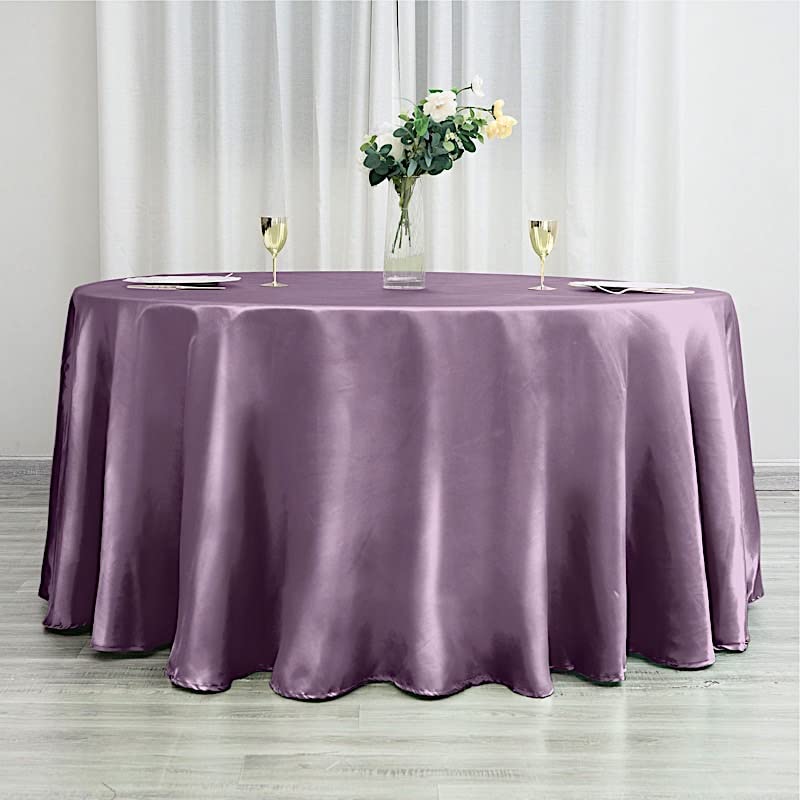 Balsacircle 120 Inch Amethyst Satin Round Tablecloth Table Cover Linens For Wedding Table Cloth Party Reception Events Kitchen D
