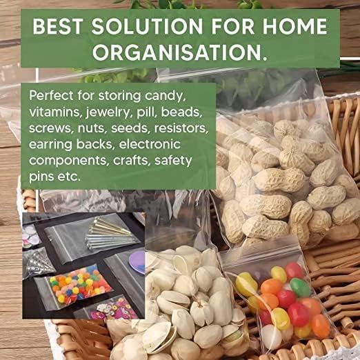 Bvslf Reusable/Resealable Zip Lock Covers Pouch Bags, 8 X 10 Inches, 100 Pieces (Transparent)