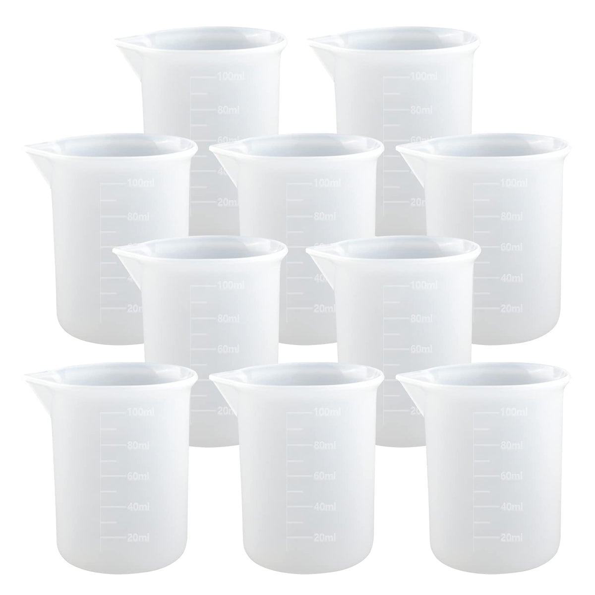 10 Pcs 100Ml Silicone Measuring Cups For Resin Non-Stick Mixing Cups Glue Tools, Precise Scale Toning Cups For Resin Diy Craft J