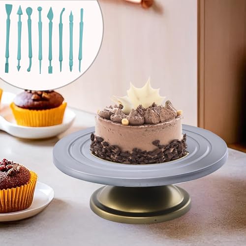 Kuber Industries Plastic 360 Smooth Rotating Cake Stand For Cake Cutting | Turn Table For Cake Frosting | Revolving Decorating, 