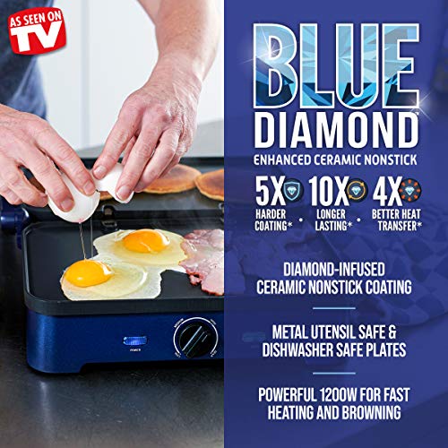 Blue Diamond CC002899-001 Sizzle Deluxe Electric Griddle and Grill Pan  Plates