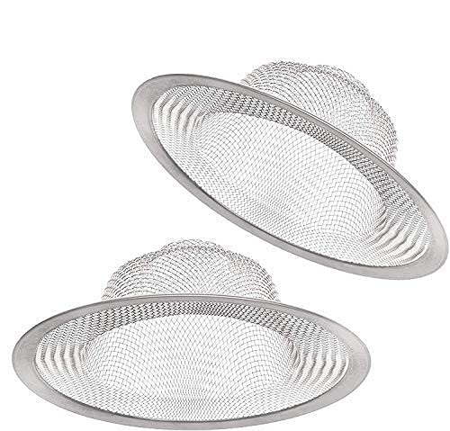 2 Pcs Stainless Steel Sink Strainer 4.5'' Diameter, Mesh Metal Drain Strainer, Fine Mesh Kitchen Sink Strainer, Hair Basket Drai