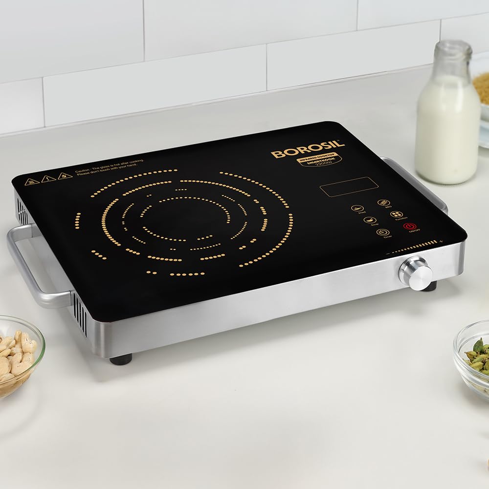 Borosil 2200W Smart Kook Infrared Induction | Digital Display With Touch Buttons | Glass Crystallite Plate | 8 Preset Modes | Au