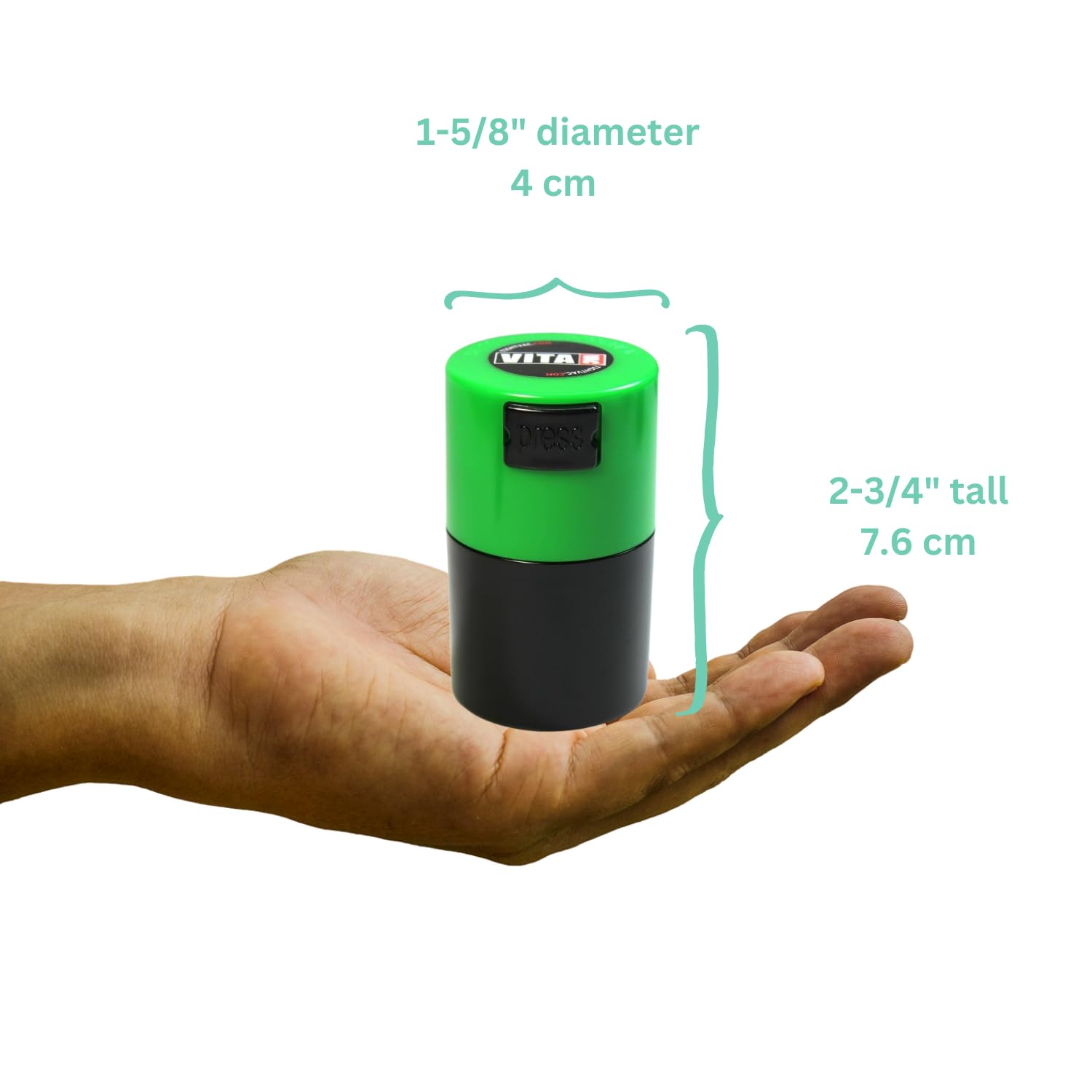 Tightpac America  Inc. Vacuum Sealed airtight container.06-Liter/2-Fluid Ounce  Green Cap Black Body
