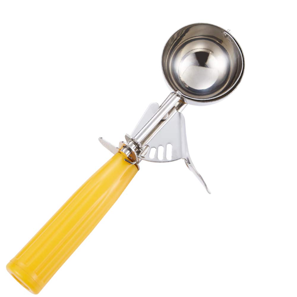 Saebye Portion Scoop - #20 (1.5 oz) - Disher, Cookie Scoop, Ice Cream Scoop - Portion Control - 18/8 Stainless Steel, Yellow Han