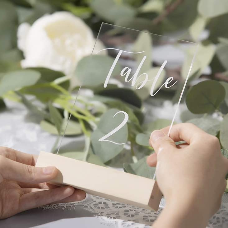 Uniqooo 5 Pack 4 '' Wood Stands For Wedding Acrylic Sign, Wood Table Number Holders For 1/8 Thick Acrylic Sheets | Wedding Displ