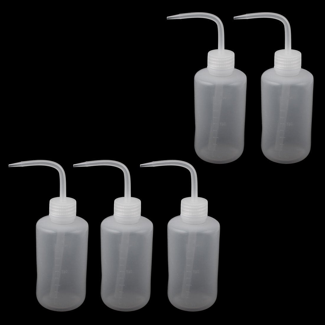 Uxcell 5 Pcs 250Ml Bent Tip White Plastic Oil Liquid Storage Squeeze Bottle