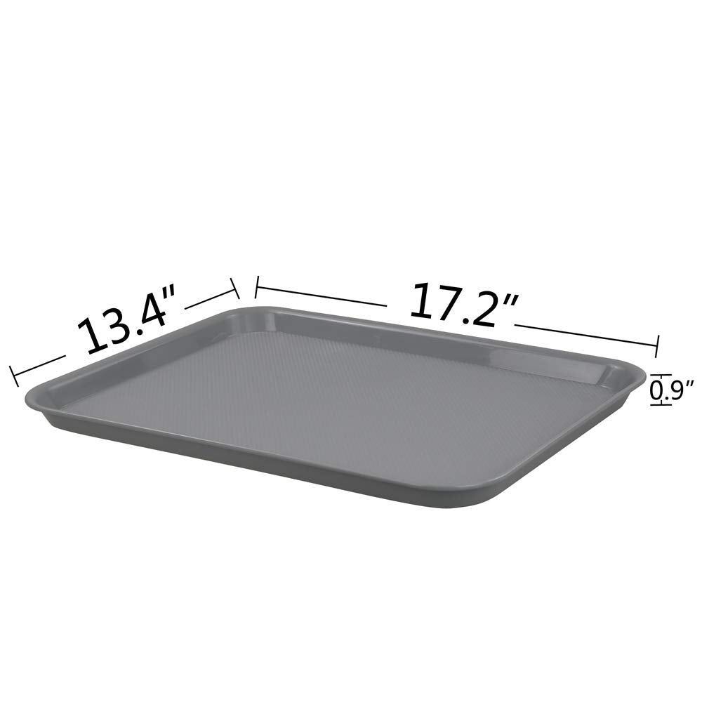 Begale Plastic Fast Food Serving Tray, Large Kitchen Dinner Tray, Set Of 4, Grey