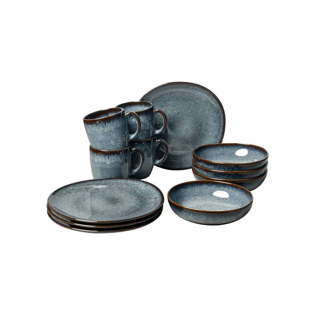 Villeroy & Boch Tableware Lave Gris 12-piece Dinnerware Set, Stoneware, Grey