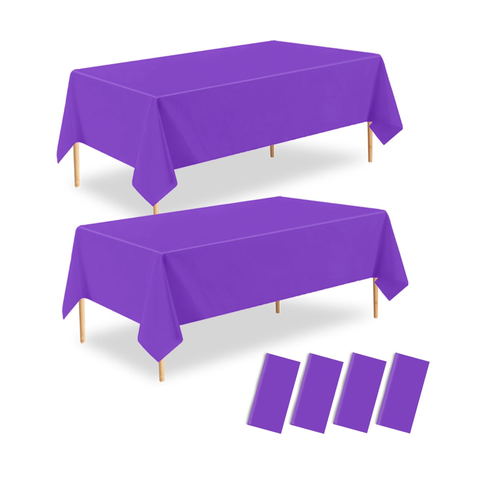 ZHIAXTON 4 Pack Purple Plastic Tablecloth,54 X 108 Inch Disposable Rectangle Table Cover for Birthday,Graduation Party,Anniversa